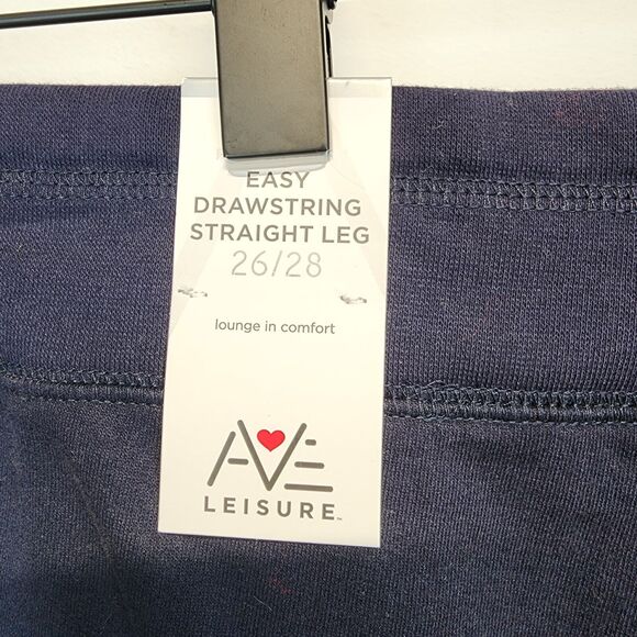 Ave Leisure French Terry Lounge Pants Size 26/28 Drawstring Blue Straight Leg - Picture 10 of 11